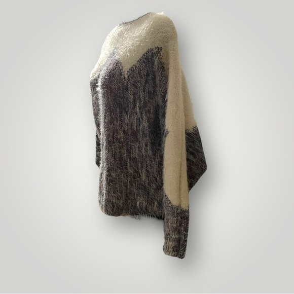 YAIRA Cream Knit Sweater SZ XL Fuzzy Round Neck Preppy Comfy Casual Women Winter - Picture 3 of 7